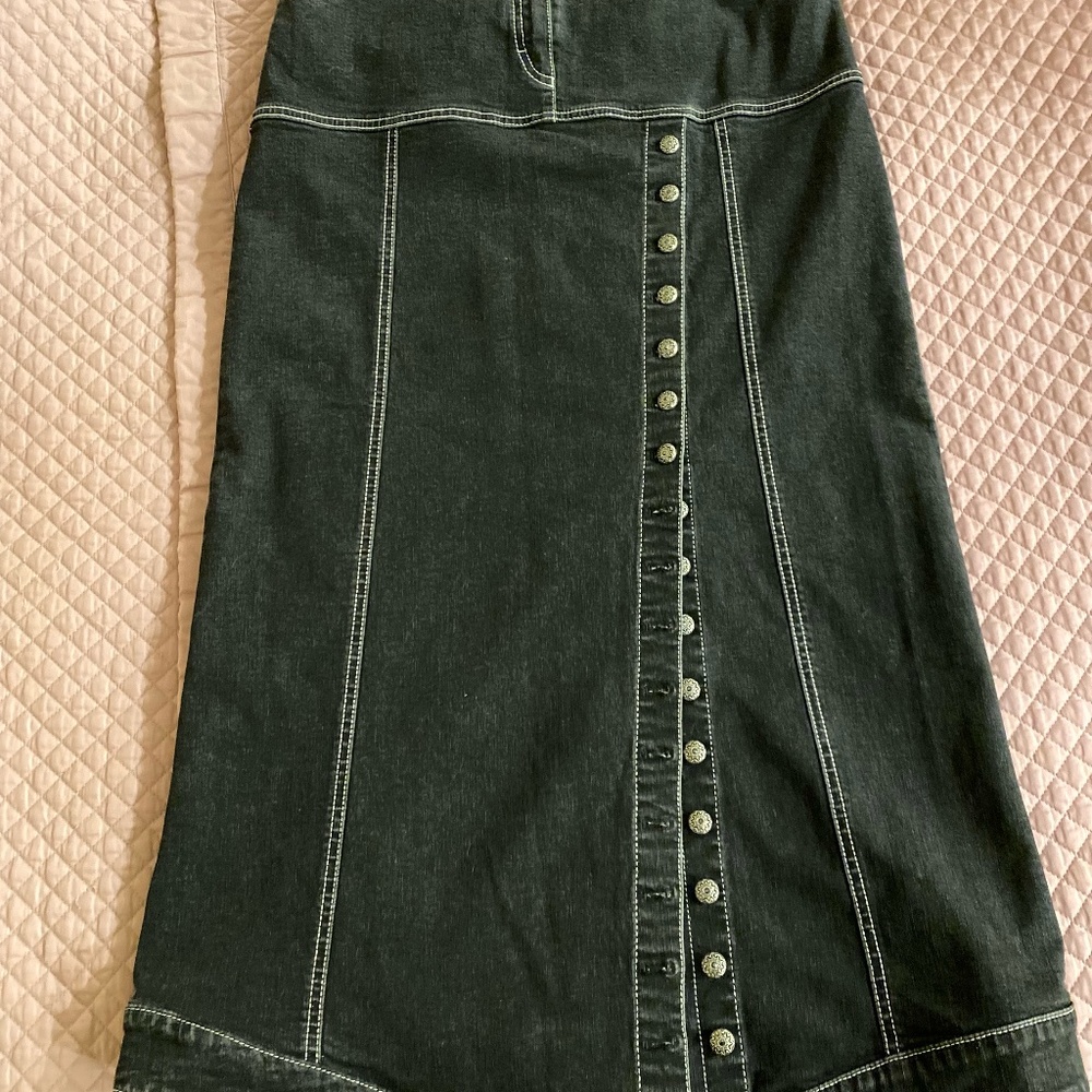 Women's Skirt Laurel Jeans Fabric  Size 12 Black/Grey Stretch 5 pockets Zip